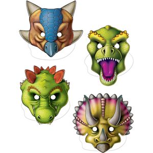 4 kartonnen dinosaurus maskers