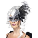 Zwart-wit Venetiaans masker voor volwassenen