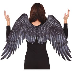 Zwarte stoffen gothic engelenvleugels volwassenen