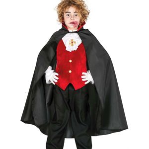 Zwarte vampier cape met rode kraag voor kinderen