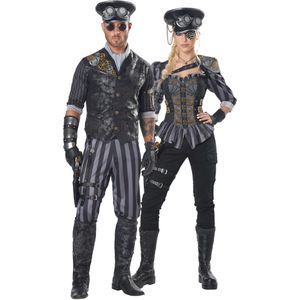 Steampunk kapitein en officier paar kostuum