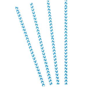 10 witte en blauwe zigzag rietjes