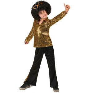 Goudkleurig lovertjes disco kostuum voor jongens
