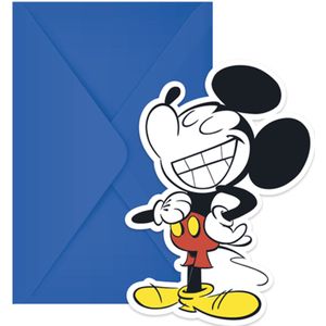 6 verjaardagsuitnodigingen Mickey Mouse retro