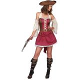 Sexy bordeaux rood piraten kostuum voor dames