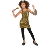 Goudkleurig glitter disco kostuum voor meisjes