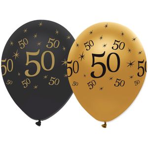 Set goud-zwarte 50 jaar ballonnen