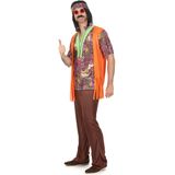 Bruin-oranje hippie kostuum voor heren