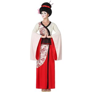 Rood en wit geisha kostuum voor vrouwen