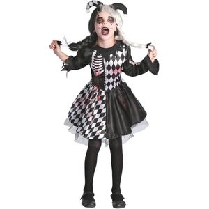 Zwart en wit bloederig harlekijn kostuum voor meisjes