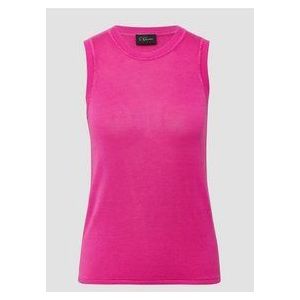 Imprimé - Top - Fuchsia - Met Glittergaren - Slim Fit - Mouwloos