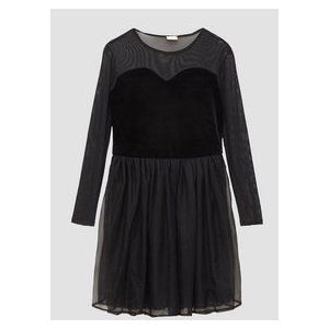 s.Oliver - Jurk - Zwart - Korte Lengte - Wijde Pasvorm - Lange Mouw