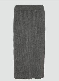 Rok - Stretchy Gebreide Midirok - Zacht Ribgebreid Ontwerp - Met Split Aan De Zijkant