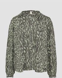 Blouse - Gevlekte Viscose - Losse Pasvorm - Ronde Halslijn - Pofmouwen