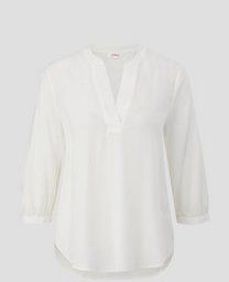 Blouse - Blouseshirt - Effen - Viscose - Tuniek Kraag, Lange Mouw, Normale Pasvorm