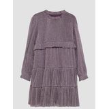 s.Oliver - Jurk - Mauve - Opstaande Kraag, Ruches, Volant, Gedrapeerd