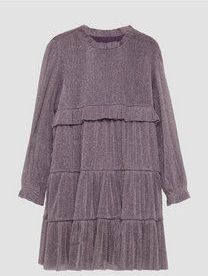 s.Oliver - Jurk - Mauve - Opstaande Kraag, Ruches, Volant, Gedrapeerd