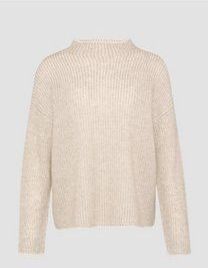 Gebreide Trui - Tweekleurig - Luxe Alpacamix - Opstaande Kraag - Lange Mouwen