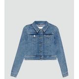 Denim Tussenjas - Effen - Normale Pasvorm - Contrasterende Naden