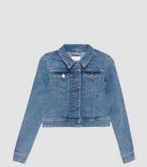 Denim Tussenjas - Effen - Normale Pasvorm - Contrasterende Naden