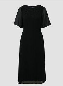 Jurk - Midi - Chiffon - Met Ondoorzichtige Voering - Korte Mouwen