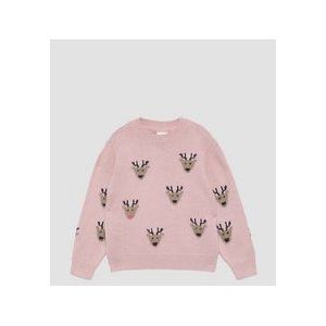 Gebreide Trui - Ronde Hals - Knitwear - Geribbelde Kraag - Kerstdesign