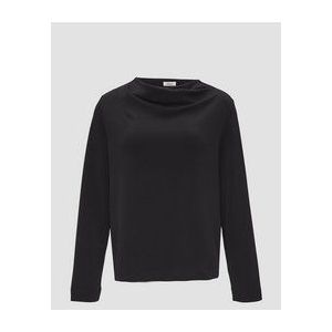 s.Oliver - BLACK LABEL - T-shirt - Zwart - Jersey, Watervalhals, Lange Mouw