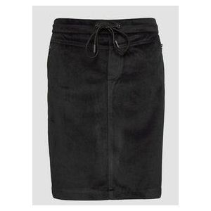 s.Oliver - A-lijn Rok - Zwart - Fluweel/Nicky Velours - Knielengte