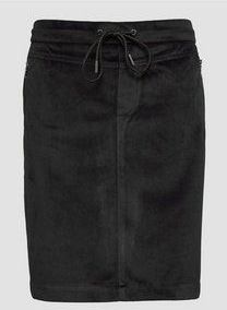 s.Oliver - A-lijn Rok - Zwart - Fluweel/Nicky Velours - Knielengte