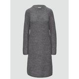 s.Oliver - Gebreide Jurk - Grijs - Opstaande Kraag, Lange Mouw, Normale Pasvorm