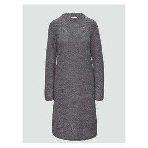 s.Oliver - Gebreide Jurk - Grijs - Opstaande Kraag, Lange Mouw, Normale Pasvorm