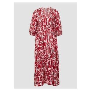 s.Oliver - Maxi-jurk - Lichte Katoenen Stof - V-hals - Romantische All-over Print