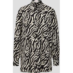 S.Oliver Blouse met All Over Print Zwart/ Ecru