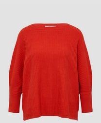 s.Oliver - Trui - Rood - Knitwear - Normale Pasvorm - Driekwart Mouw