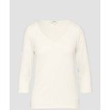 T-shirt - Naturel - Lyocell - Slim Fit - 3/4 Mouwen - Col en V