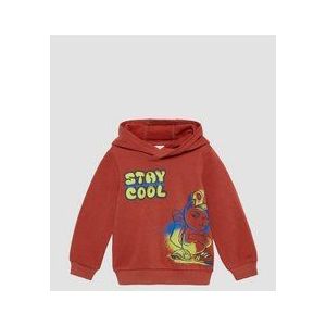 s.Oliver - Sweatshirt - Lichtrood - Katoen - Capuchon, Motiefprint, Lange Mouw