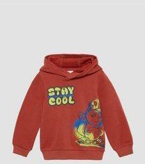 s.Oliver - Sweatshirt - Lichtrood - Katoen - Capuchon, Motiefprint, Lange Mouw