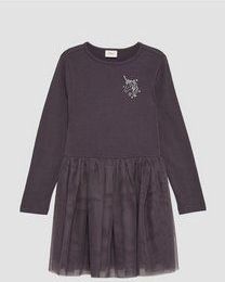 Jerseyjurk - Met Tule Rok en Glitterprint - Lange Mouwen