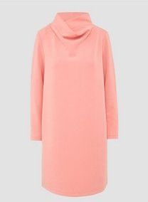 s.Oliver - Jurk - Pastelrood - Watervalhals - Lange Mouw