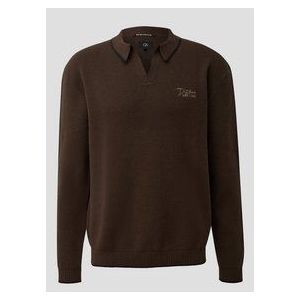 Gebreide Trui - Katoenmix - Relaxte Pasvorm - Polokraag met V-hals