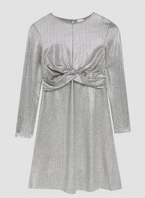 s.Oliver - Jurk - Zilver - Knielengte - Lange Mouw
