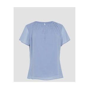 Blouse - Effen - Chiffon - Normale Pasvorm - Kwartmouw