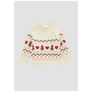 s.Oliver - Trui - Ecru - Kerstdesign - Lange Mouw