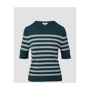 s.Oliver - Trui - Petrol/Wit - Gestreept - Kwartmouw