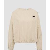 s.Oliver - Blouseshirt - Lichtbeige/Cognac - Katoen - Rechte Zoom, Knoopsluiting, Lange Mouw