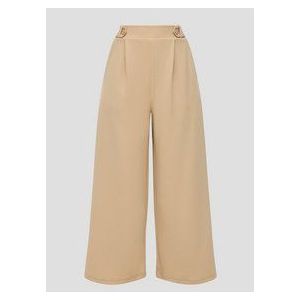 QS - Broek - Beige - Crêpe - 7/8 Lengte, Wide Leg, High Waist