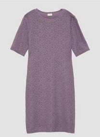 Tricot Jurk - Ronde Hals - Korte Mouwen - Kant - Regular Fit - Elastisch