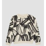 s.Oliver - Sweatshirt - Ecru/Zwart - Ronde Hals - Lange Mouw