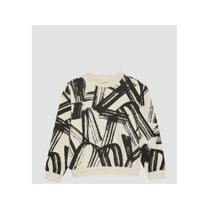 s.Oliver - Sweatshirt - Ecru/Zwart - Ronde Hals - Lange Mouw