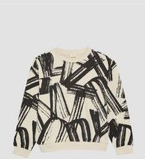 s.Oliver - Sweatshirt - Ecru/Zwart - Ronde Hals - Lange Mouw